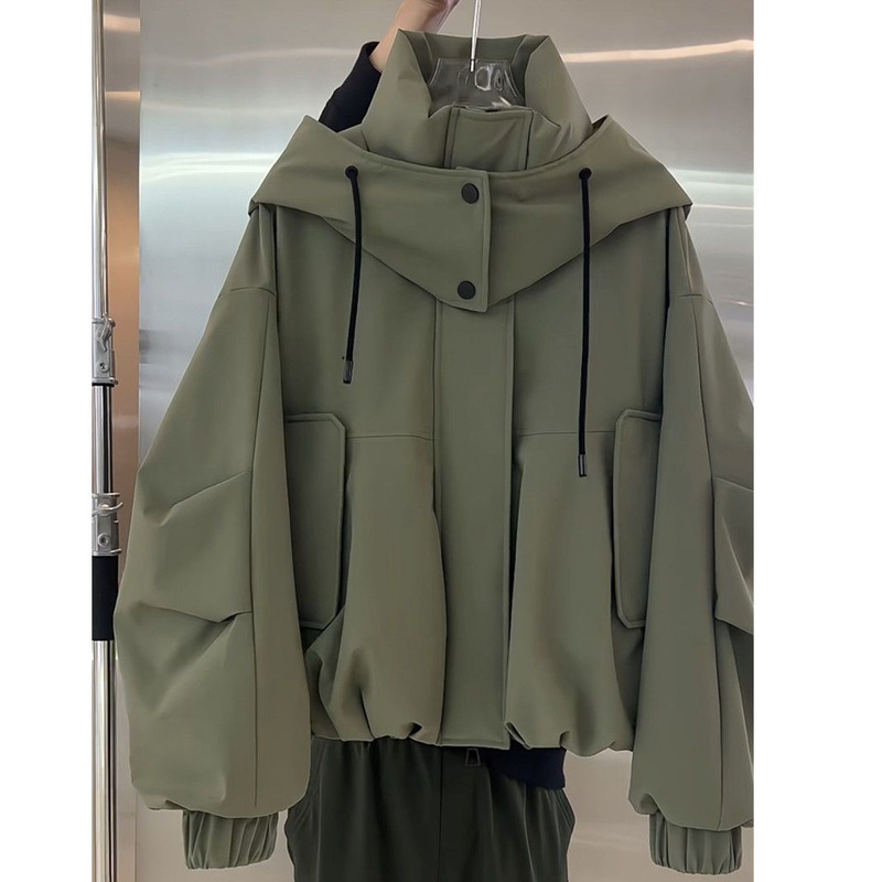 Chinese Style Short Jacket for Women, Hooded, High Street, Commuter, Lazy Style, Loose, Casual, Personalized, Women's Workwear Jacket, Black Chinese Style Short Jacket for Women, Hooded, High Street, Commuter, Lazy Style, Loose, Casual, Personalized, Women's Workwear Jacket, Black