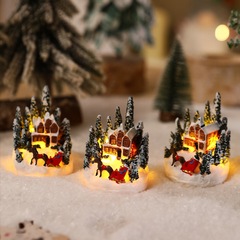 クリスマス装飾樹脂ハウス発光オーナメントクリスマスツリーマイクロ風景クリスマス小さな家クリスマスギフト