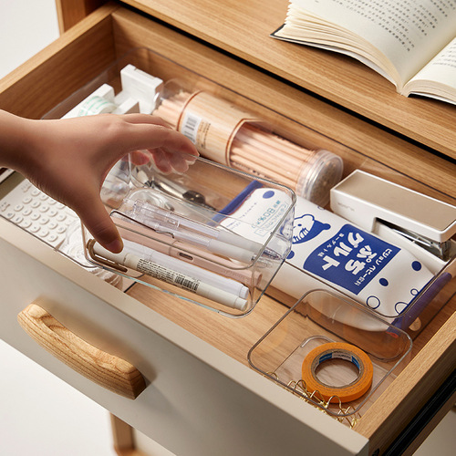 Japanese-style desktop drawer storage box separates kitchen tableware and stationery organizer small box transparent plastic partition artifact