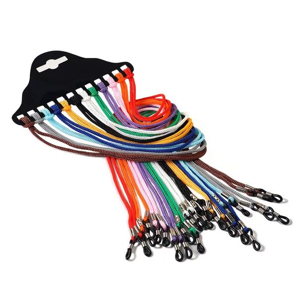 Colorful Hanging Glasses Strap with Stainless Steel Accessories, Silicone Buckle, Sunglasses Chain, Reading Glasses Lanyard with Anti-Loss Chain