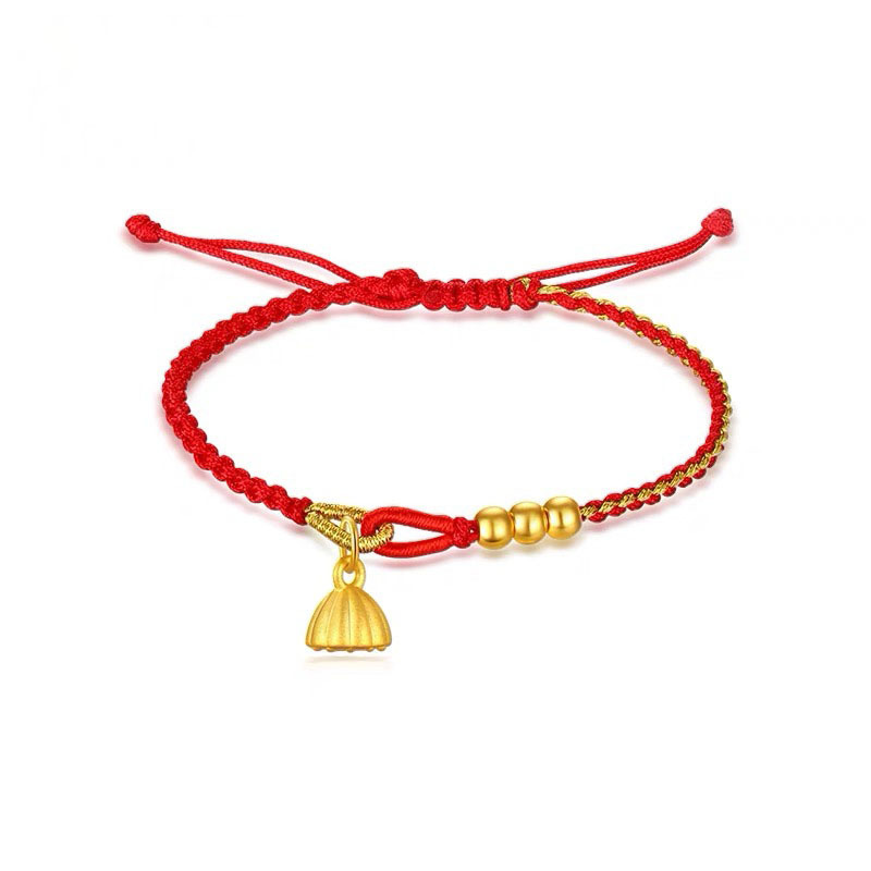 황금연꽃씨 붉은줄 + 금구슬 3개 (약 0.26g)