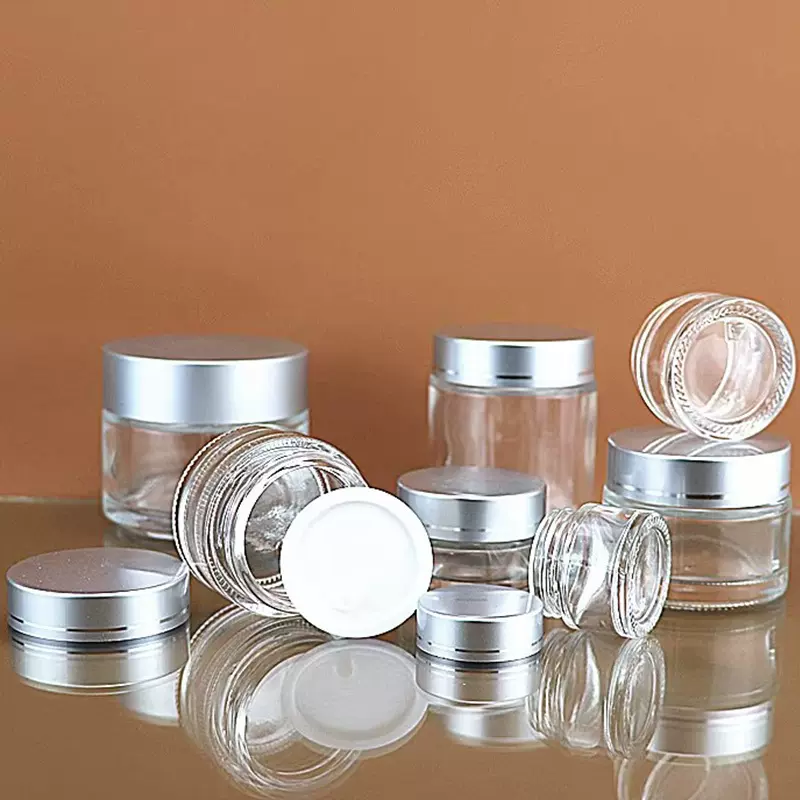 定制玻璃面霜瓶金盖银盖透明膏霜瓶便携护肤品分装瓶