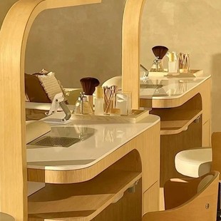 Nail Salon Solid Wood Paint Japanese Simple Economical Manicure Table and Chair Single and Double Double-Layer Storage Vacuum Cleaner Manicure Table
