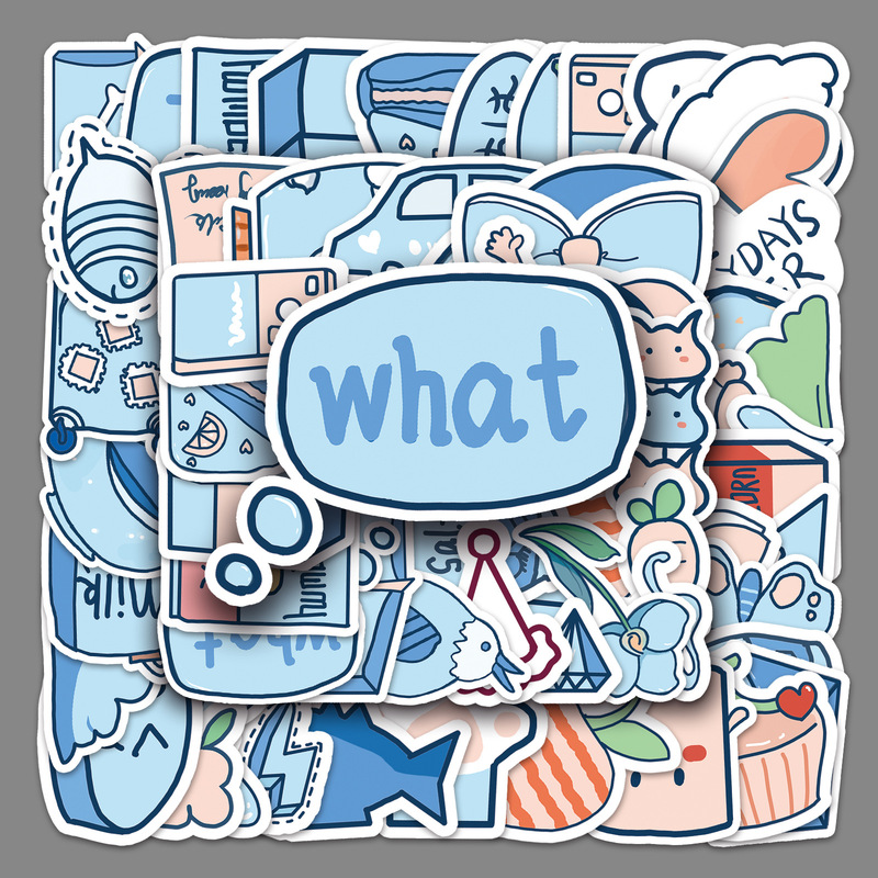 50 non-infringing graffiti original blue element cute love ins wind DIY milk tea cup small fresh stickers
