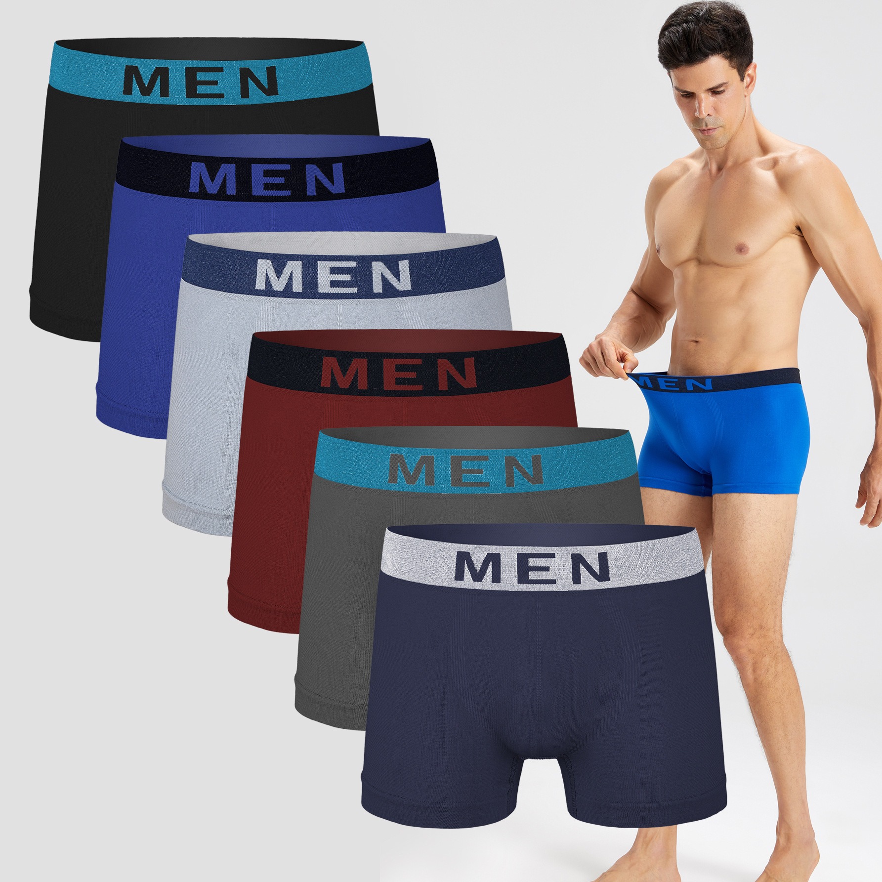 Calzoncillos bóxer para hombre, deportivos, casuales, sin costuras, de poliéster elástico y transpirable, ropa interior juvenil, éxito de ventas en comercio exterior transfronterizo.