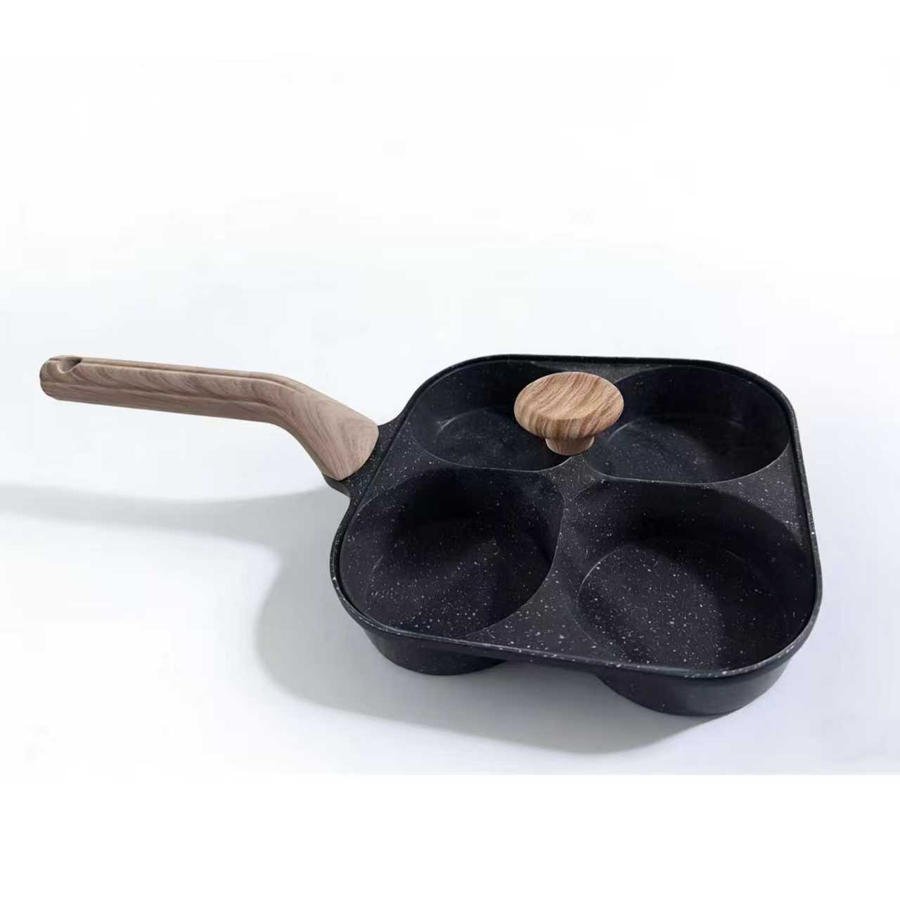 [Fuente de fábrica] Comercio exterior Venta caliente maifan piedra de cuatro agujeros huevo frito tres en uno pan antiadherente pan de desayuno