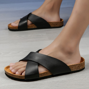 A 22627 Cross strap cork sandals ���控��ʿܛľɳ������