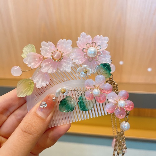 Children's ancient style broken hair combed girl's Hanfu step rocking tassel hairpin headdress girl's Chinese style back head hair accessory