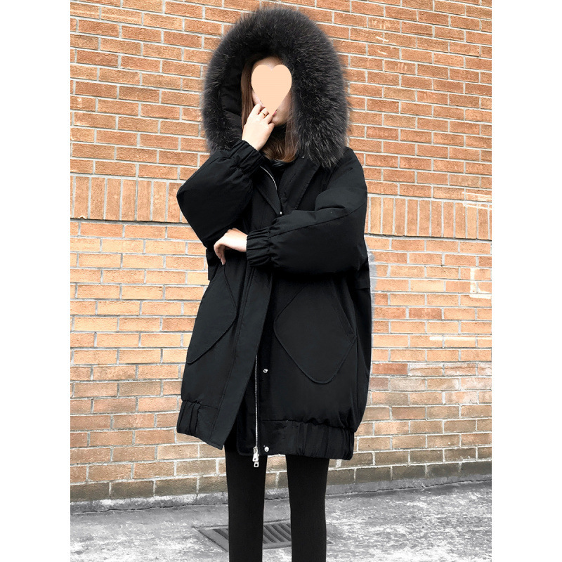 清仓特黑色羽绒服女装2025年冬季中长款宽松显瘦加厚白鸭绒外套