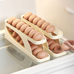 Slide-type egg box refrigerator side door special double-layer automatic egg rolling device kitchen countertop anti-fall egg storage box