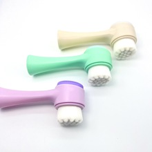 便捷双面洁面刷正面纤维细毛刷反面硅胶去除死皮刷洗脸仪清洁毛孔