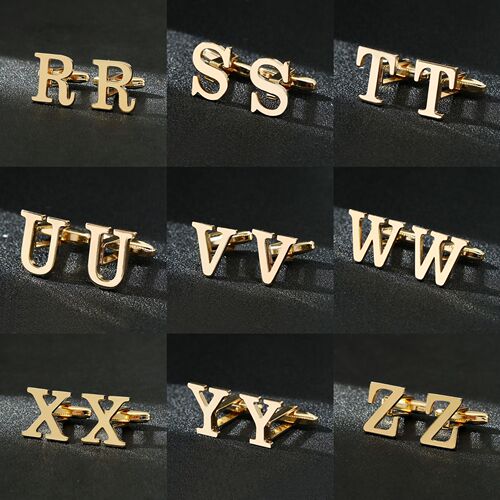 Iron hollow cufflinks factory wholesale men's gold letter sleeve studs shirt suit clothing accessories buttons Cufflink