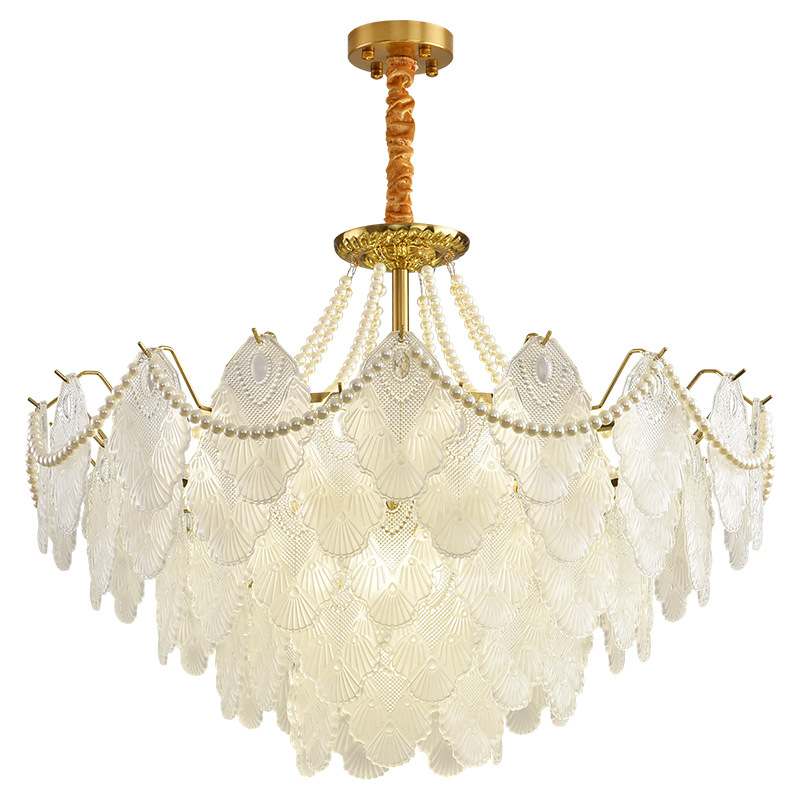 Lámpara de la sala de estar lujosa francesa lámpara de cristal de viento crema dormitorio comedor moderno y simple lámpara de la sala de estar doméstica 413L