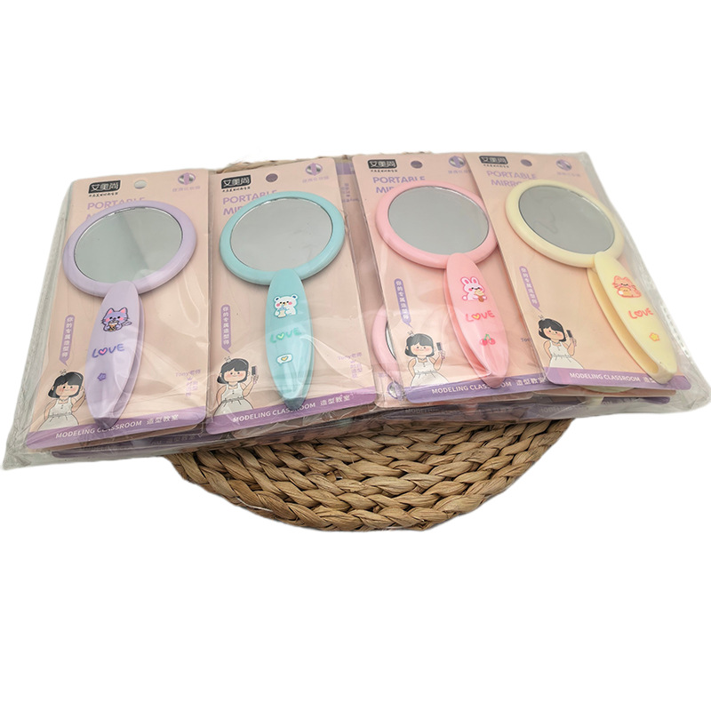 A2022 367 espejo portátil de doble cara de estilo coreano mango espejo de maquillaje espejo portátil Yiwu productos pequeños
