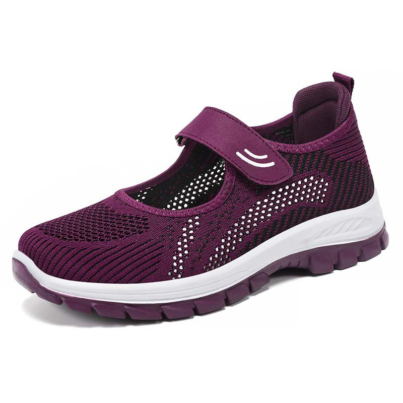 Zapatos de verano para mujeres zapatos de caminar de malla transpirables zapatos de madres de mediana edad velcro zapatos de mujer zapatos casuales perezosos