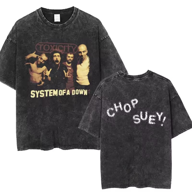 Washed Vintage Rock Band Casual Loose T-Shirt for Men and Women, 90S Alternative Metal T-Shirt, Retro Style