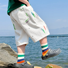 男童短裤夏装2024新款儿童夏季运动七分裤男孩帅气白色宽松休闲裤