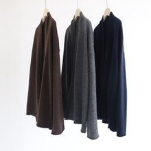 延续款加厚无扣慵懒开衫外套毛衣女秋冬新款中长款羊毛混纺上衣