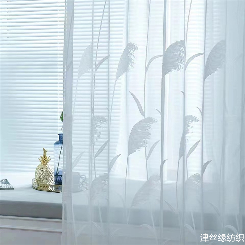 窗帘纱绣花窗帘乡村田园韩式客厅卧室纱窗制作成品跨境纱白色批发