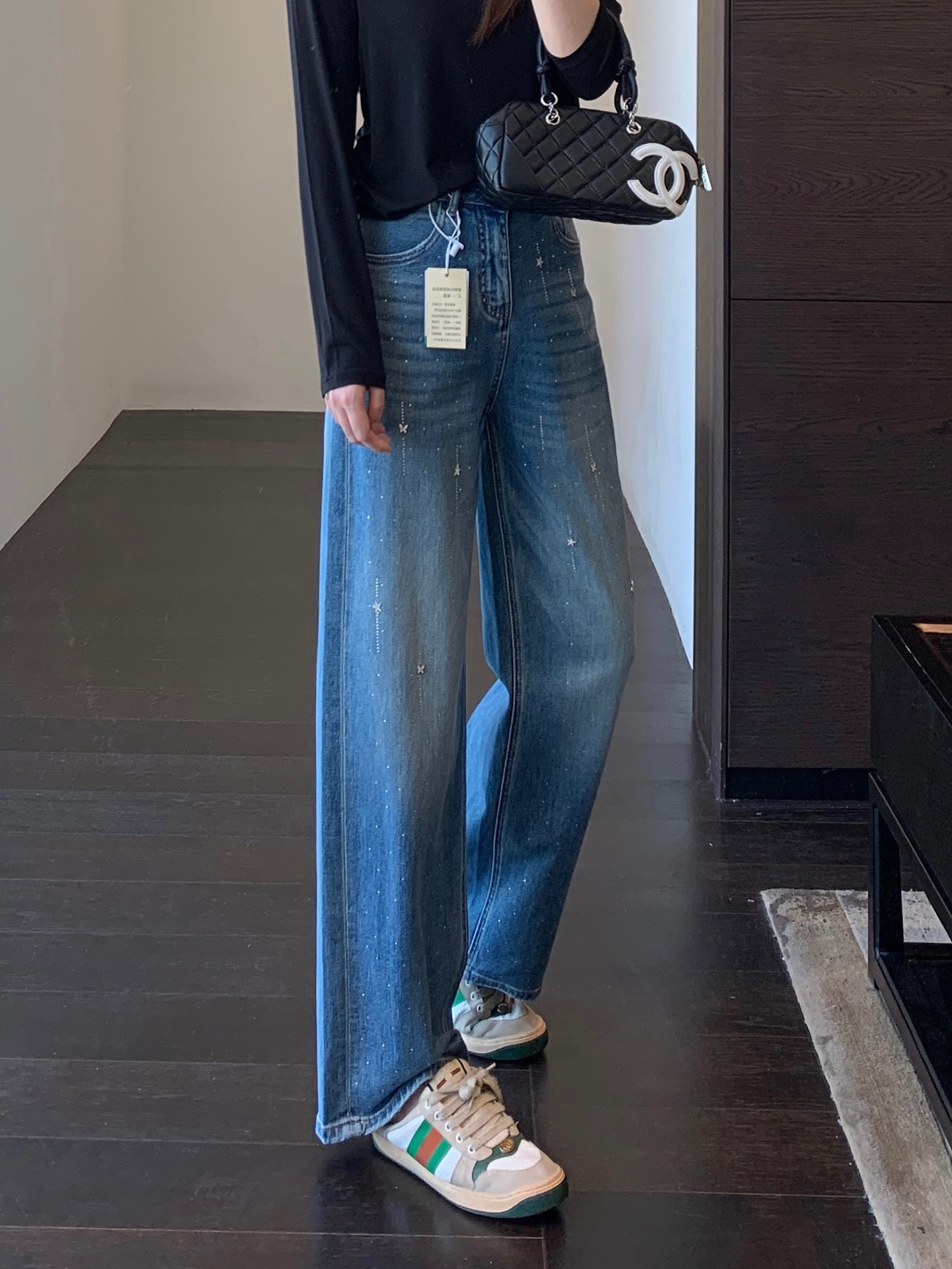 High-Waisted Loose Slimming Straight-Leg Wide-Leg Jeans for Women, Autumn/Winter 2025 New Model G090109