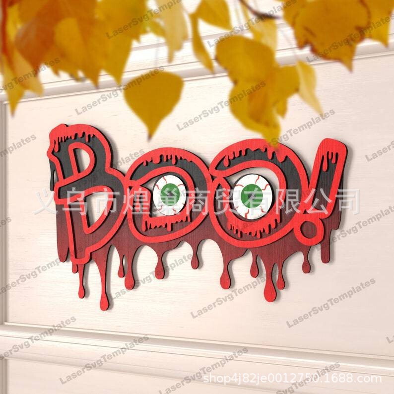 Boo ウォールサイン boo ウォールサイン装飾クリエイティブハロウィン装飾木製工芸品|undefined