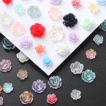 美甲钻玫瑰花珍珠漆白色极光花瓣大小山茶花气质树脂指甲装饰混装