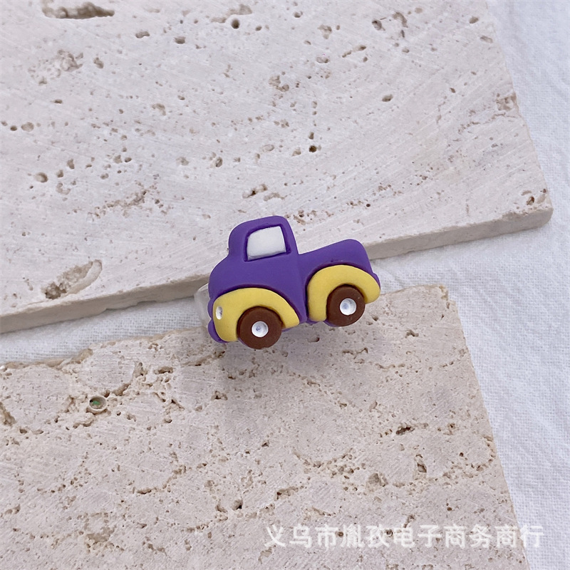 Nuevo coche de dibujos animados avión tren lindo diversión resina anillo personalidad colorido anillo divertido