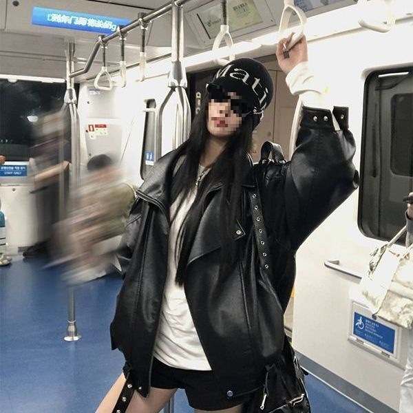 American Fashion Motorcycle Leather Jacket for Women 2025 Autum New Loose and Versatile Retro Leather Jacket with Western Style