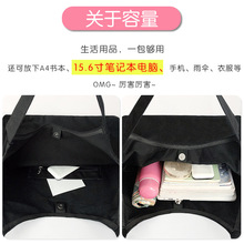 帆布包女单肩布袋包手提帆布袋大容量小众夏黑色日系文艺学生包包