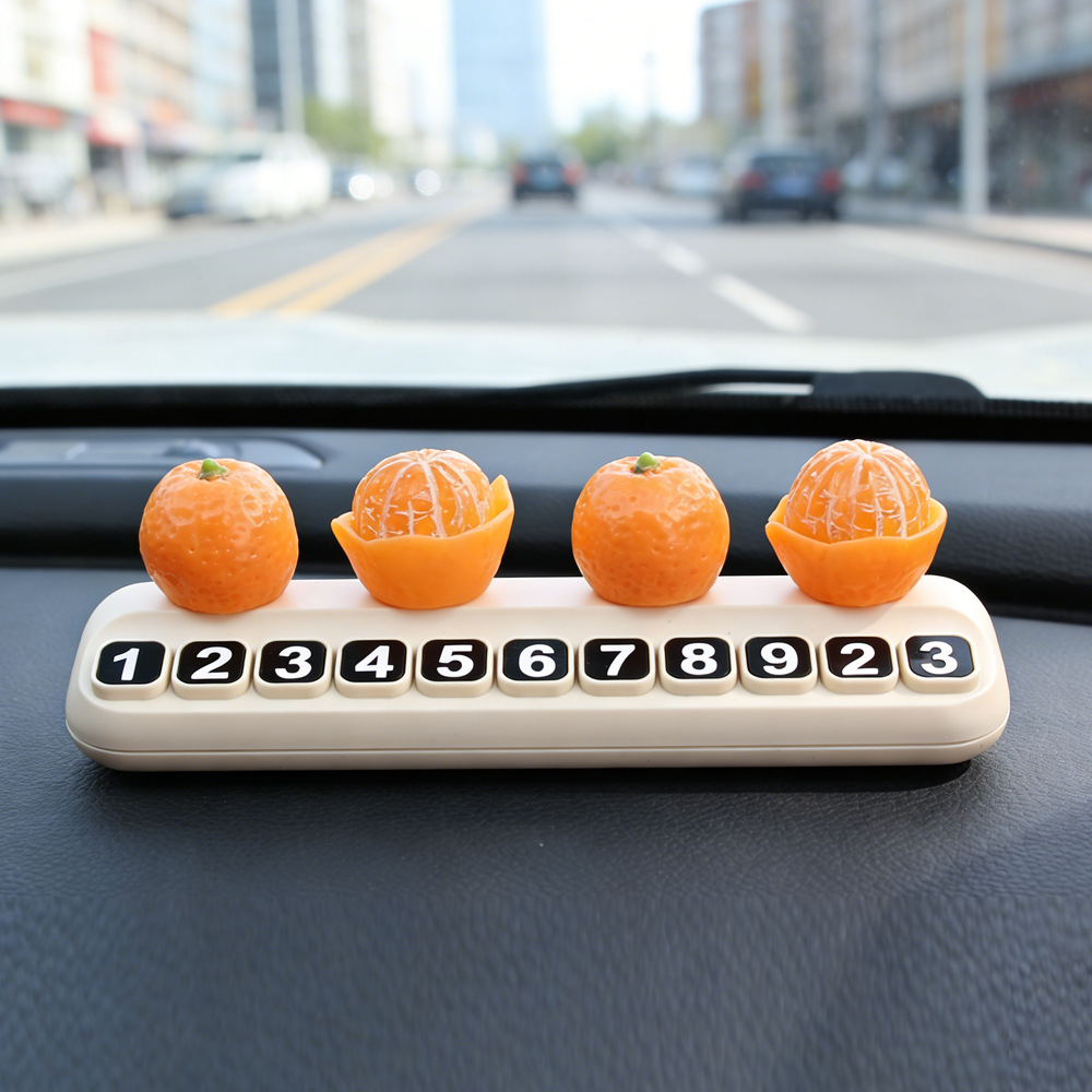 Tarjeta telefónica de movimiento de automóviles, tarjeta de estacionamiento temporal de frutas de litchi, adornos creativos de automóviles