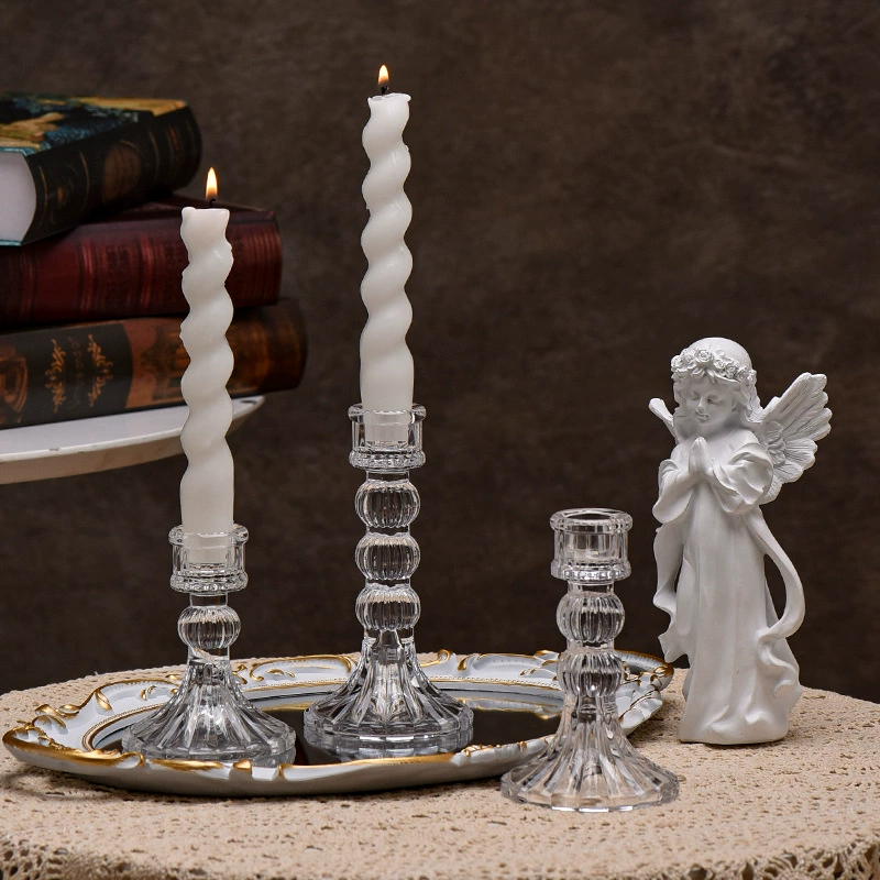 Домашний прозрачный высокий стакан высокого класса свечи ужин ароматерапия свечи рождественский воск стол оптом римский столб подсвечник