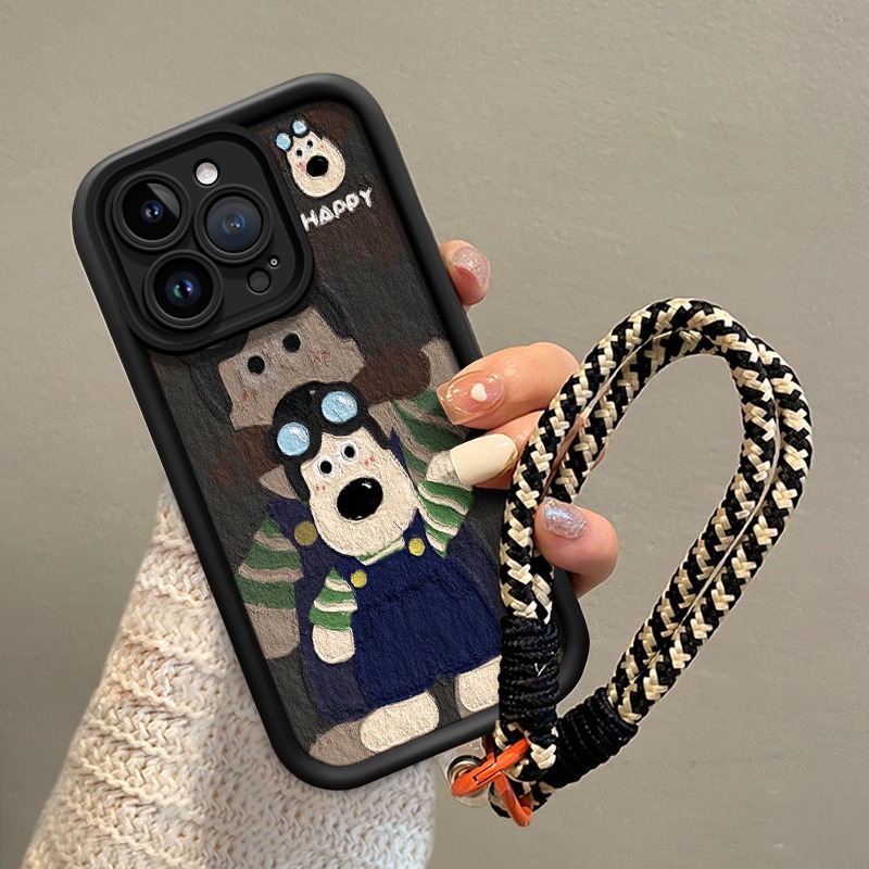 Strap Dog VIVOX200Pro Phone Case Autumn and Winter Advanced Lanyard IQOO12Pro Lambskin Soft Embossed