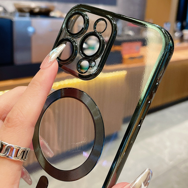 Funda para teléfono iphone16promax 16 transparente 16plus magnético Apple 15 patrón de CD suave 14 nicho 13