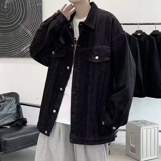 Spring and Autumn Denim Jacket Men's Instagram Popular Brand Hong Kong-style Handsome Loose Top Korean-style Fashionable Retro Work Jacket