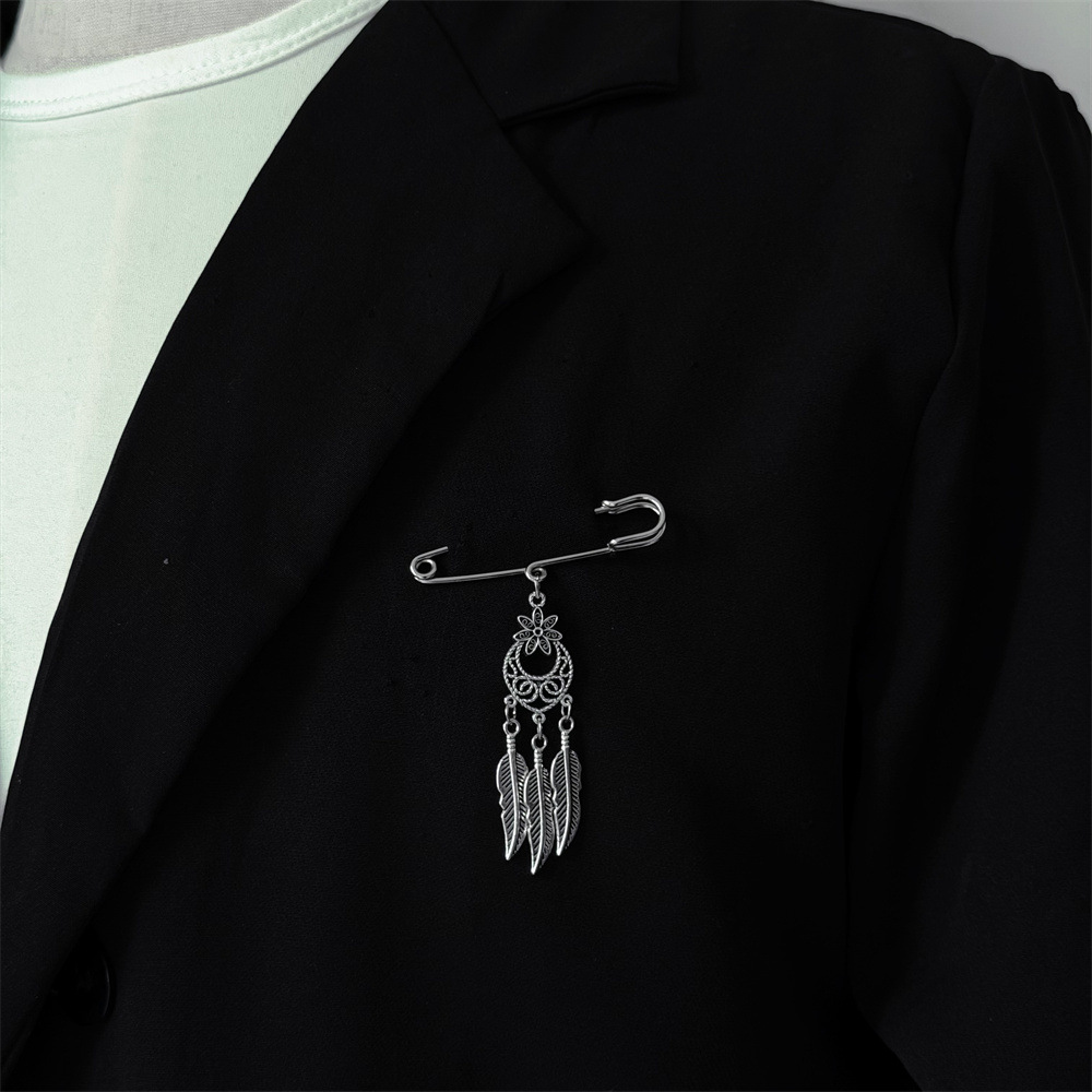 Spilla vintage a forma di piuma donna spilla gotica in metallo_voghion.com