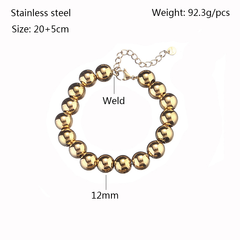 Daily Occasion Retro Ball Solid Color Stainless Steel Bracelets In Bulk