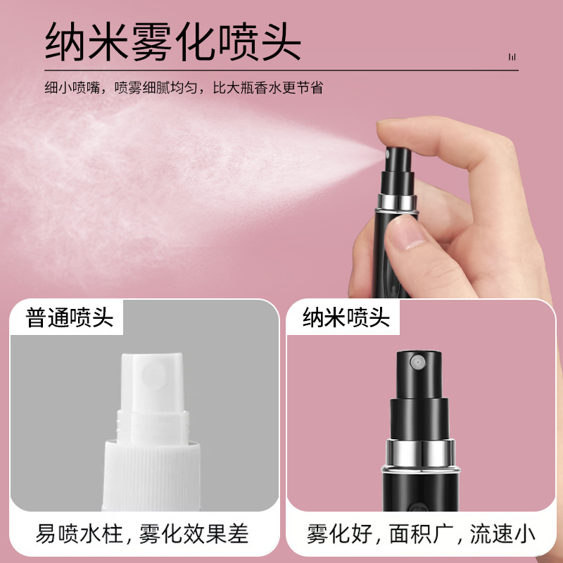 5ml de llenado inferior perfume sub-botella presionando botella de spray portátil de viaje sub-botella de líquido sub-contenedor botella cosmética