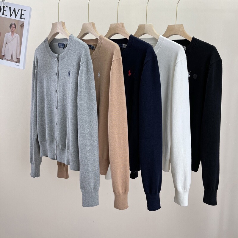 Ma Biao Ralph Lauren Women's Classic Ma Biao Casual Plain Cotton Knitted Cardigan Quality Stick