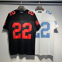 2024 夏の新デジタル 22 メッシュステッチ男性と女性の AMIRI ラウンドネックスポーツ半袖 Tシャツドロップシッピング