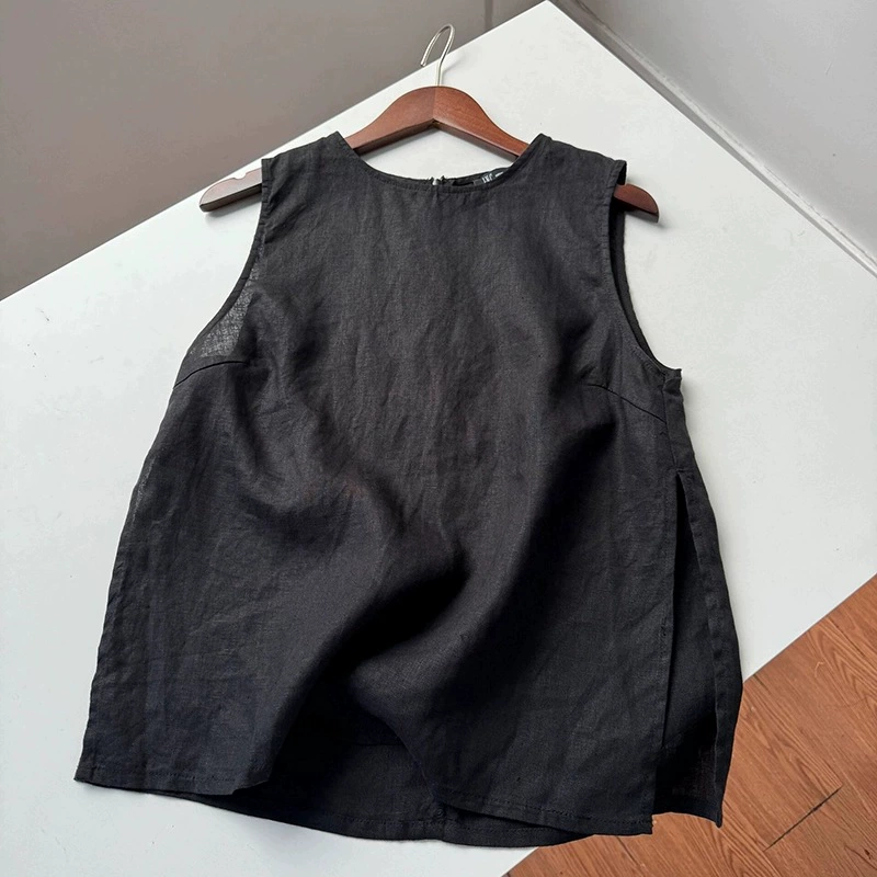 Нелейная распущенная жилет! Простой рамовый тонкий жилет летняя рубашка без рукавов с круглым вырезом