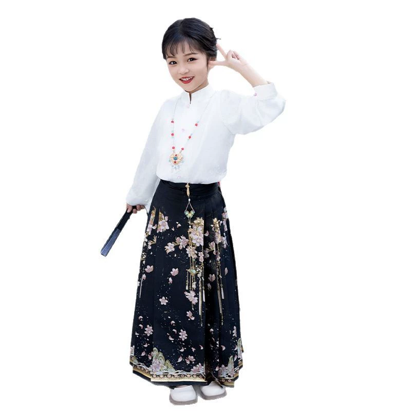 Юбка, Hanfu, летняя одежда, детский набор, китайский стиль, для подростков