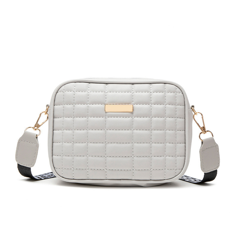 Bolsas de cámara de bordado a cuadros de moda 2025 bolsas de damas simples con sequillas decoraciones de color sólido bolso de mujer