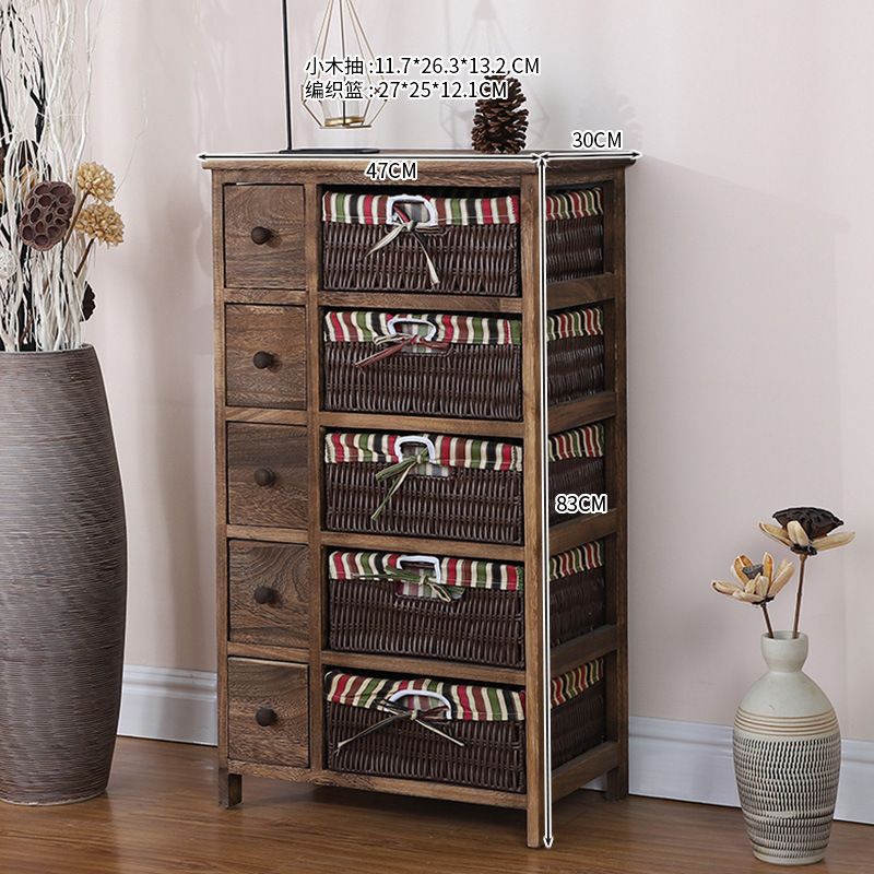 Armario de almacenamiento americano transfronterizo, cajón de madera, almacenamiento de ropa de juguete, mesita de noche, armario de almacenamiento pastoral coreano