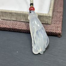 天然冰种玉髓白玛瑙佛手吊坠男女款编绳款掌上明珠【实物拍摄】