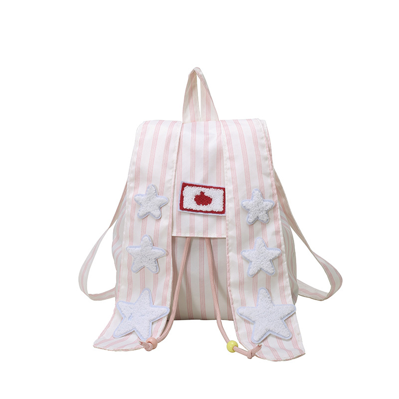 Bolsas populares de orejas de conejo 2026 nuevo viaje a rayas verticales mochila de lona de gran capacidad de color contraste mochila versátil