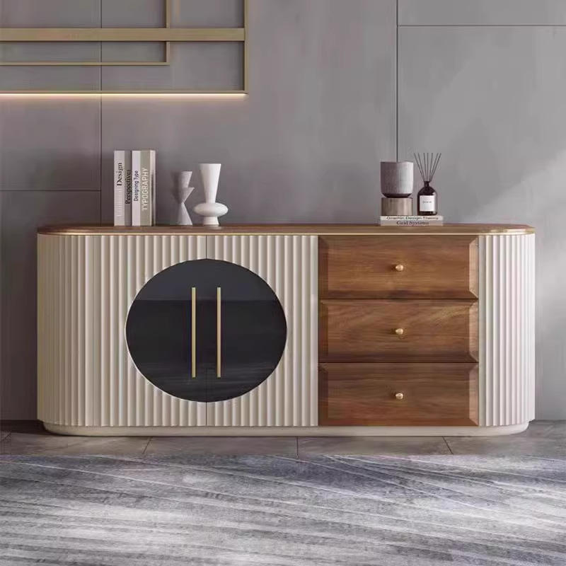 Light Luxury Household Solid Wood Entrance Cabinet Nordic Living Room Partition Cabinet Decorative Storage Cabinet Bedroom Cabinet Retro Style Sideboard