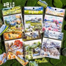 糖诗PET白墨贴纸包  森林山林自然丛书系列 6款30张自然造景贴纸