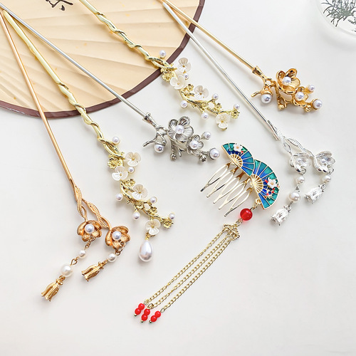 New Chinese style retro hairpin, temperament, cheongsam, Hanfu, rocking hairpin, high-end hairpin, hair accessories