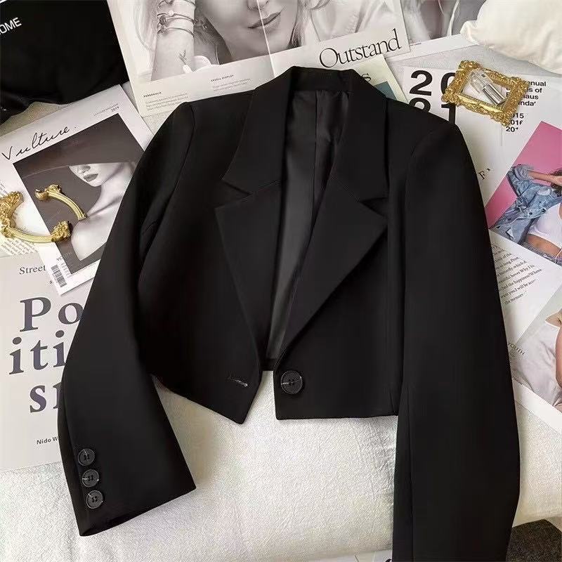 Short autumn demi-season elegant classic suit jacket