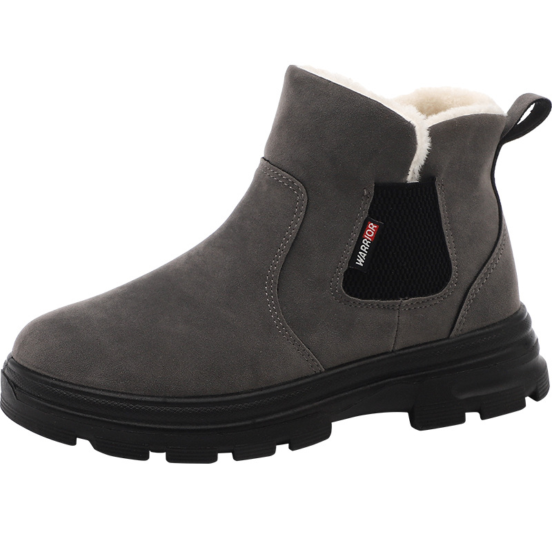 Huili nuevo tipo de pareja con botas de nieve de veludo en invierno, zapatos de algodón de moda, zapatos cómodos de estilo coreano